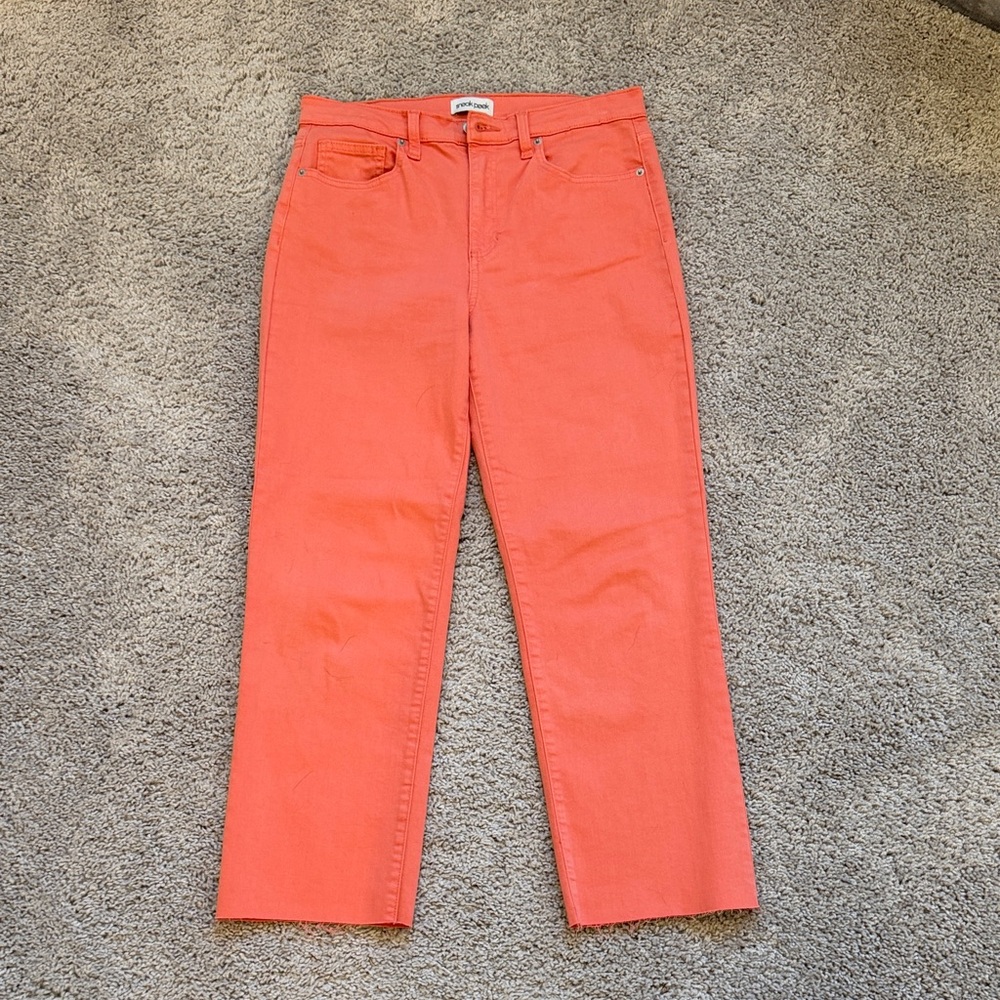 Sneak Peek Vibrant Coral Ankle Jeans
